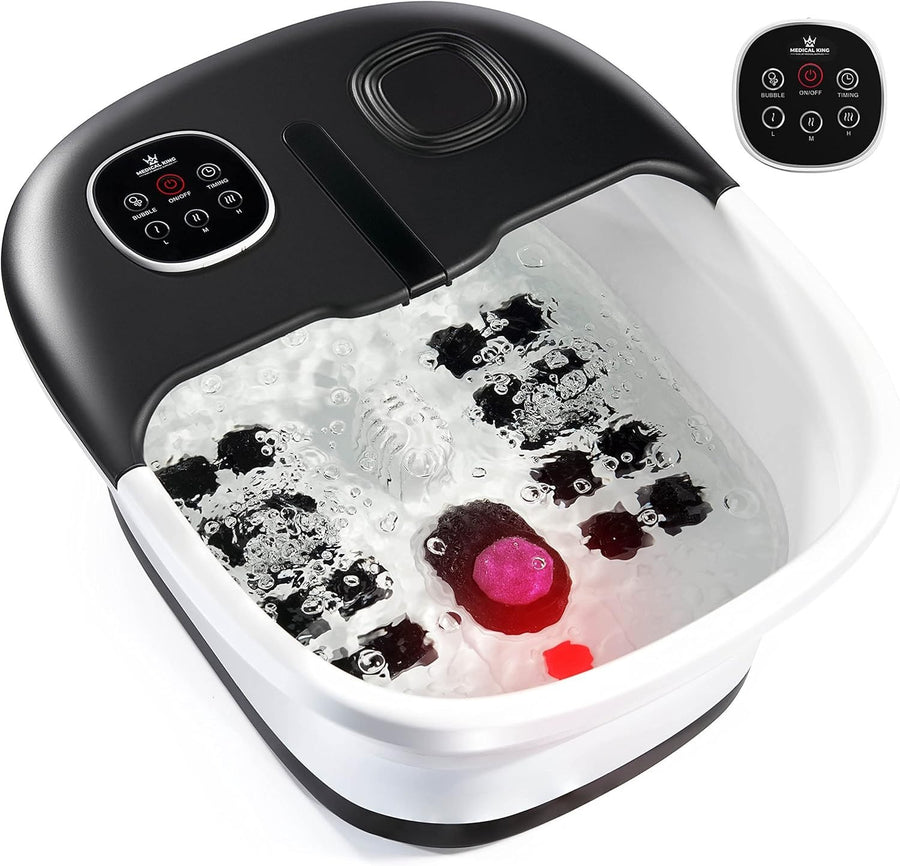 Heated Foot Spa Massager with Bubbles Vibration Remote 5-in-1 Relax