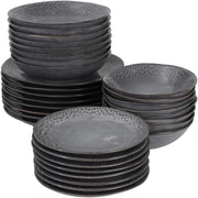32pc Stoneware Dinner Set Charcoal Grey Teardrop Scandinavian Plates Bowls