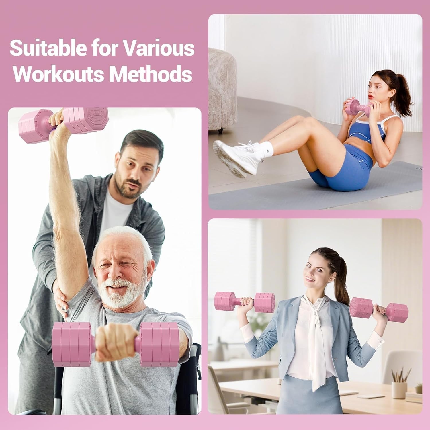 Adjustable Dumbbell Set 2–5KG Each Non-Slip Hand Weights Home Gym Women