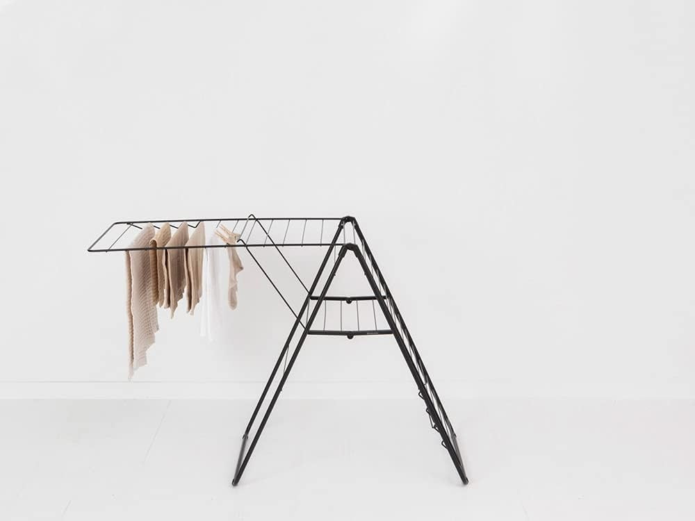 25m Clothes Airer Folding Indoor Drying Rack Stainless Steel Matt Black