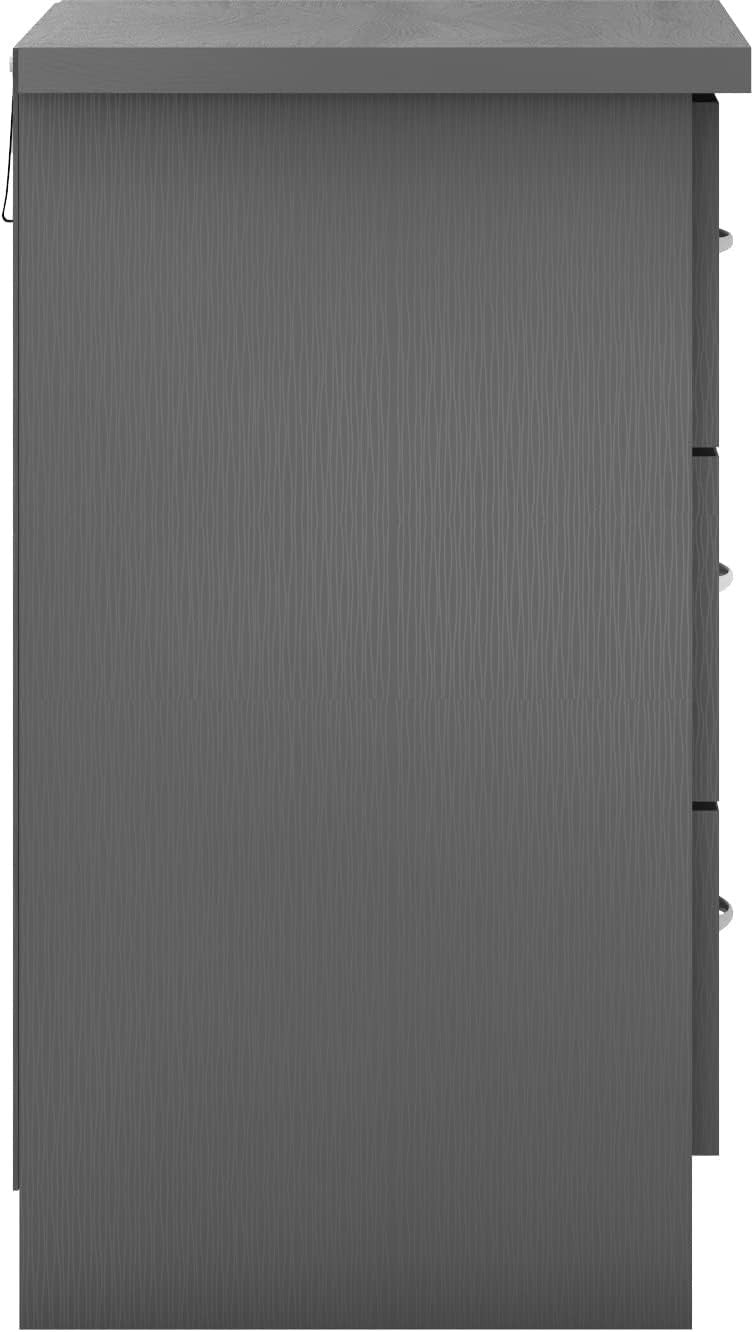 Modern Grey 3 Drawer Chest of Drawers Bedroom Storage Cabinet 3D Finish