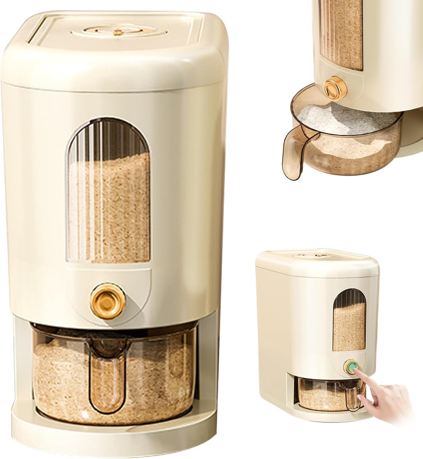 11lb Rice Dispenser Sealed Grain Storage Container with Measuring Cup