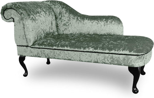 Velvet Chaise Lounge Left Hand Tufted Sofa Chair w/Queen Anne Legs Green