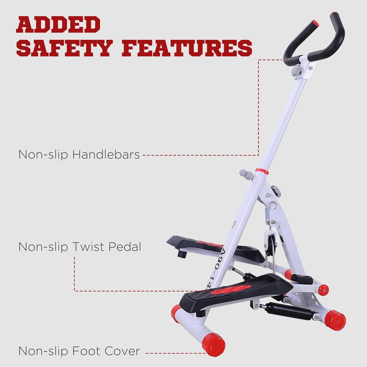 Stepper Exercise Machine w/ Handle & LCD Monitor for Home Fitness Red White