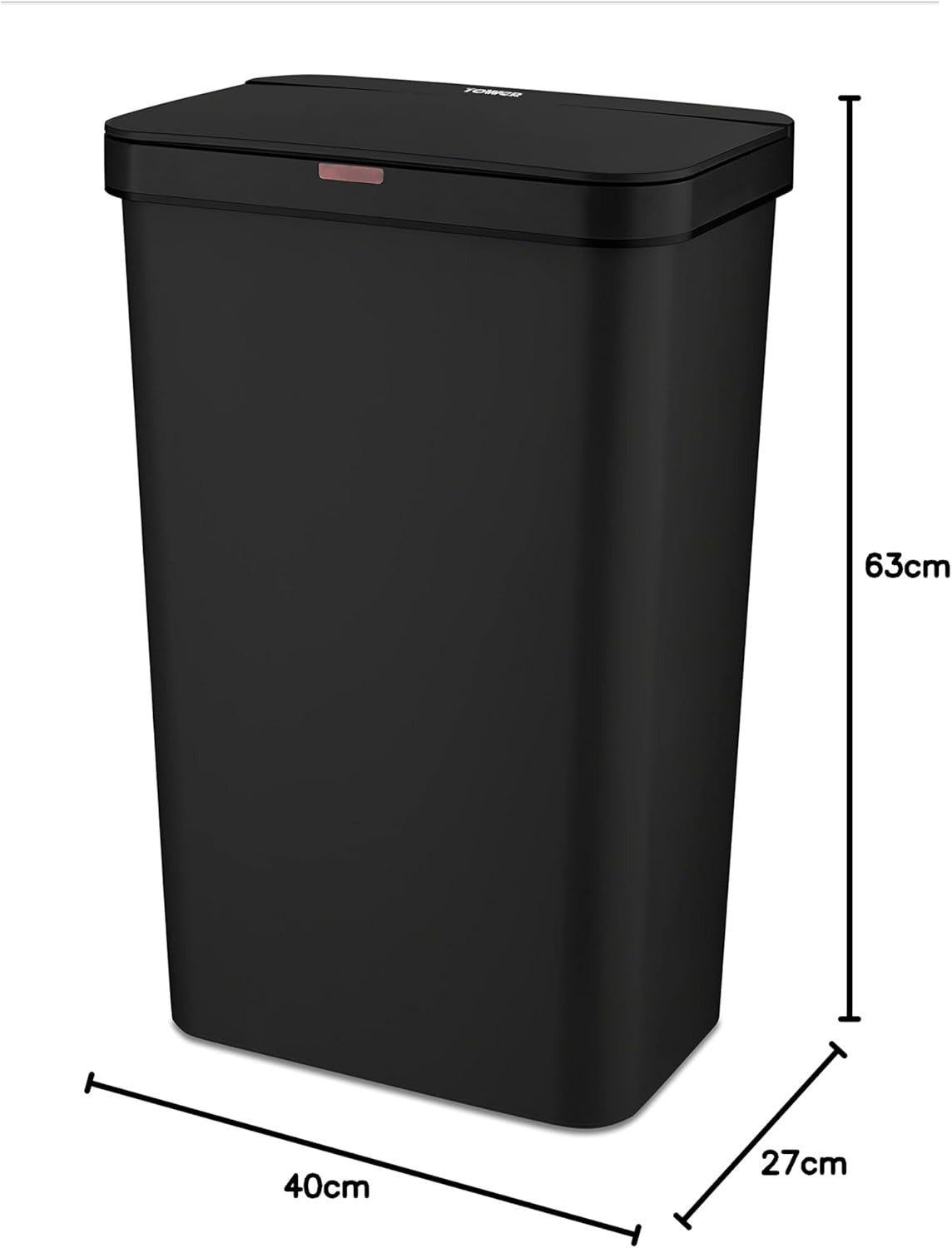 50L Automatic Sensor Kitchen Bin Rectangular Black Fingerprint Proof