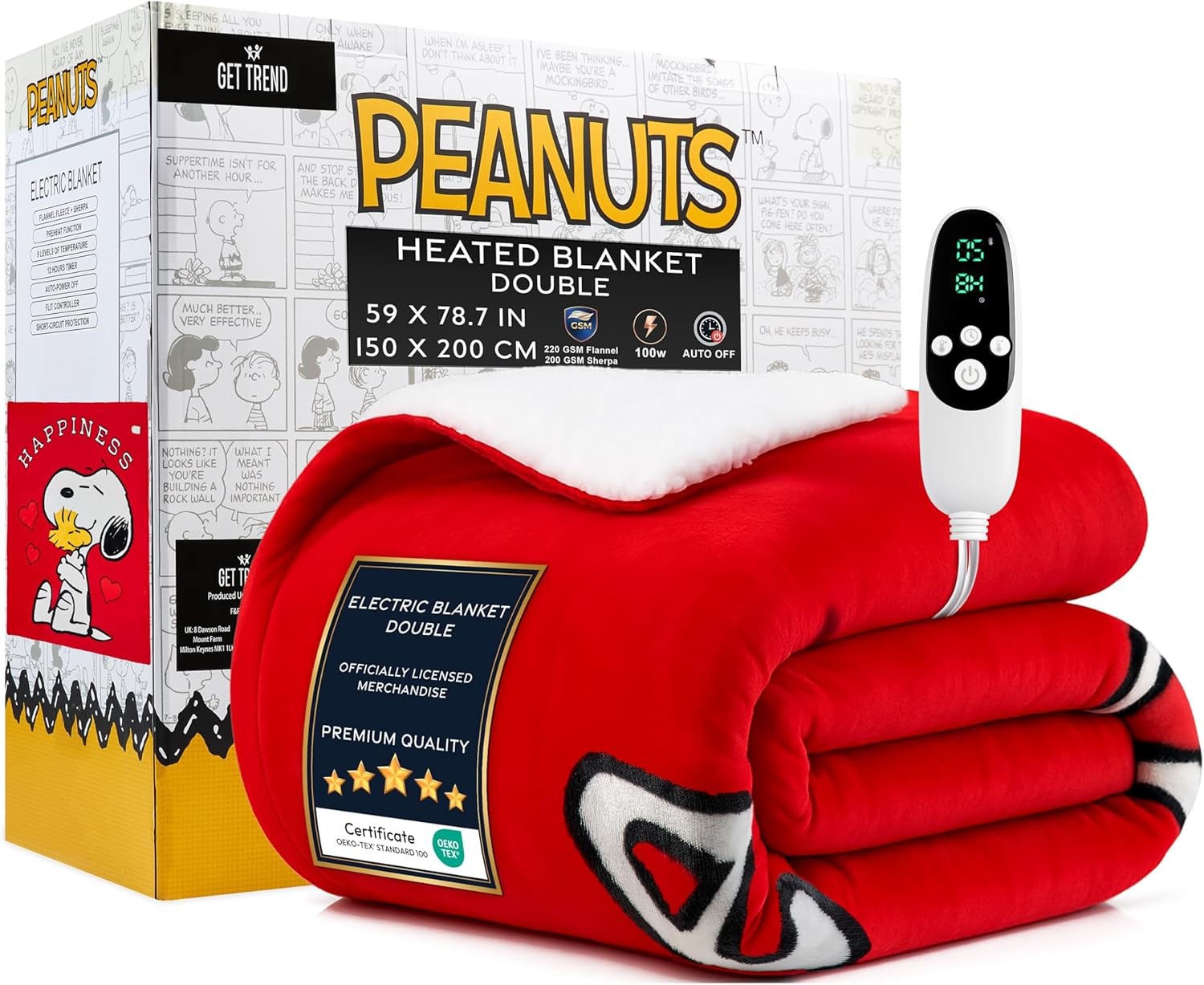 Electric Heated Blanket Double 150x200cm Fleece 9 Heat Timer