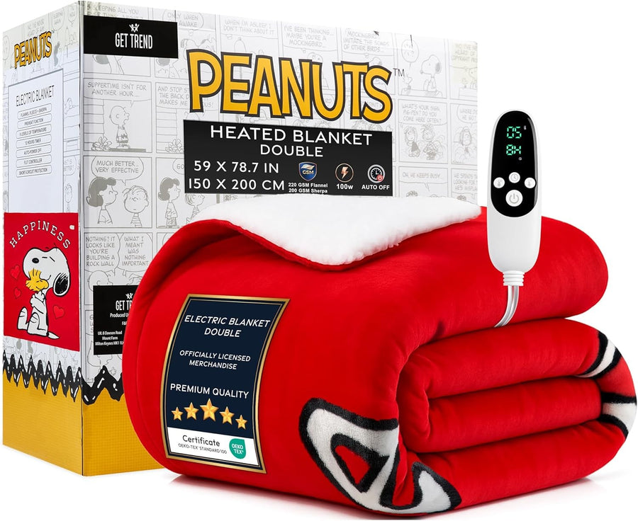 Electric Heated Blanket Double 150x200cm Fleece 9 Heat Timer