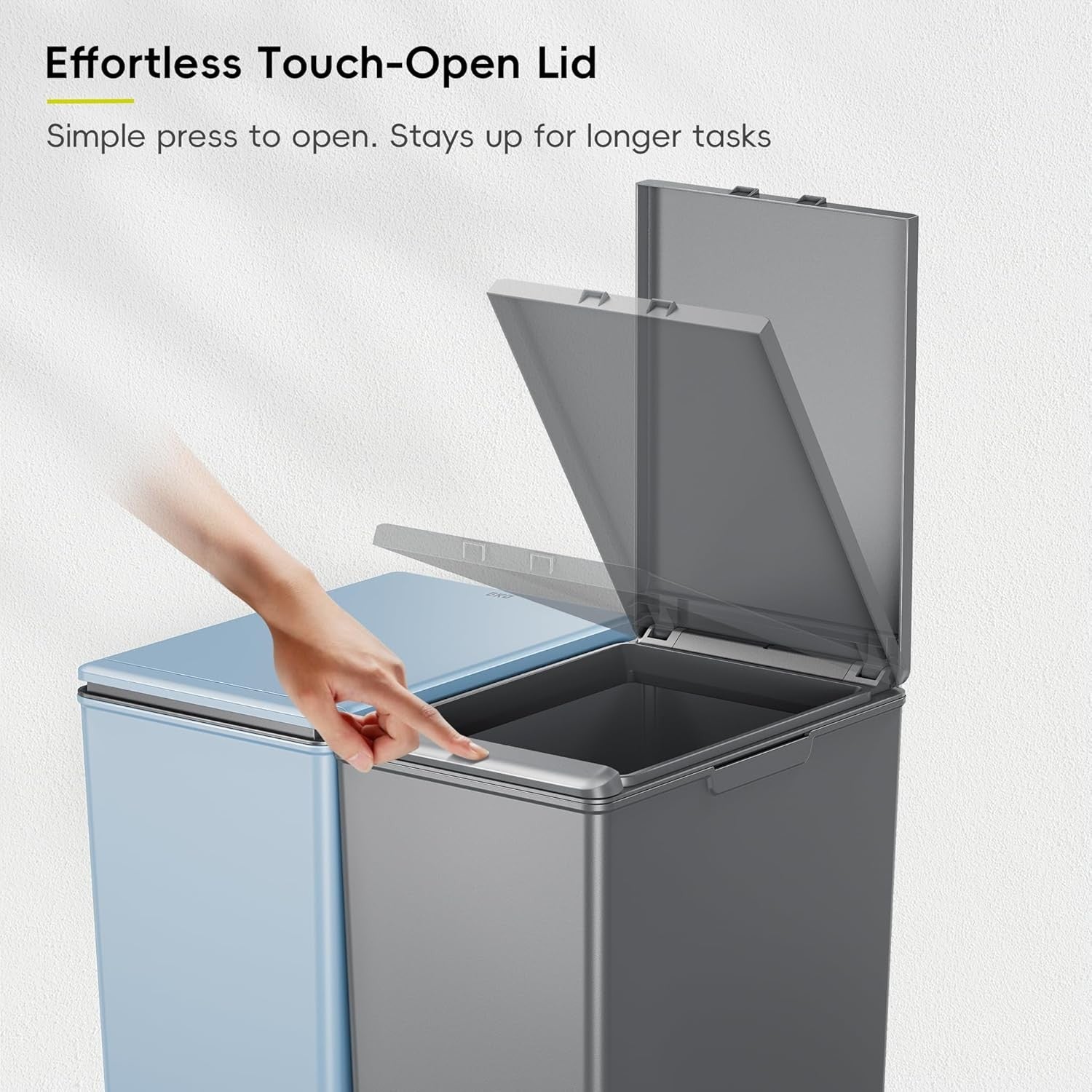 80L Double Kitchen Recycling Bin 2x40L Touch Lid Slim Dual Colour