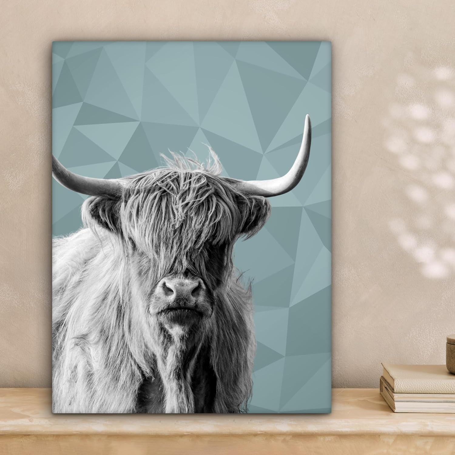 Highland Cow Canvas Wall Art 30x40cm Framed Black White