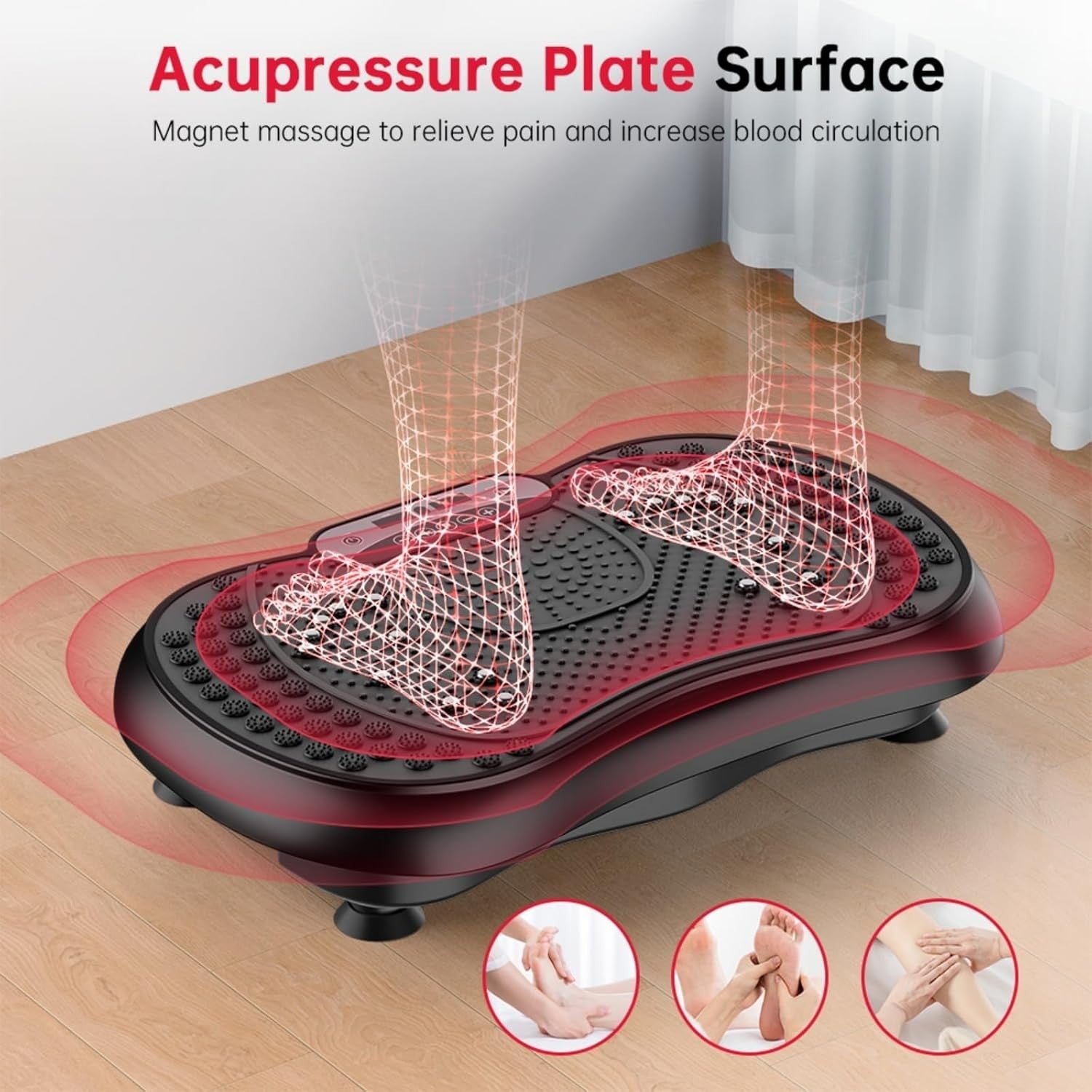 Black Vibration Plate Exercise Machine 99 Speeds Bluetooth Fat Burn