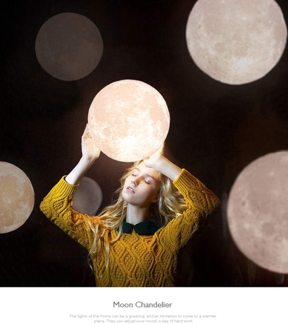 3D Moon Pendant Light White Globe Ceiling Shade 22cm E27 Hanging Lamp