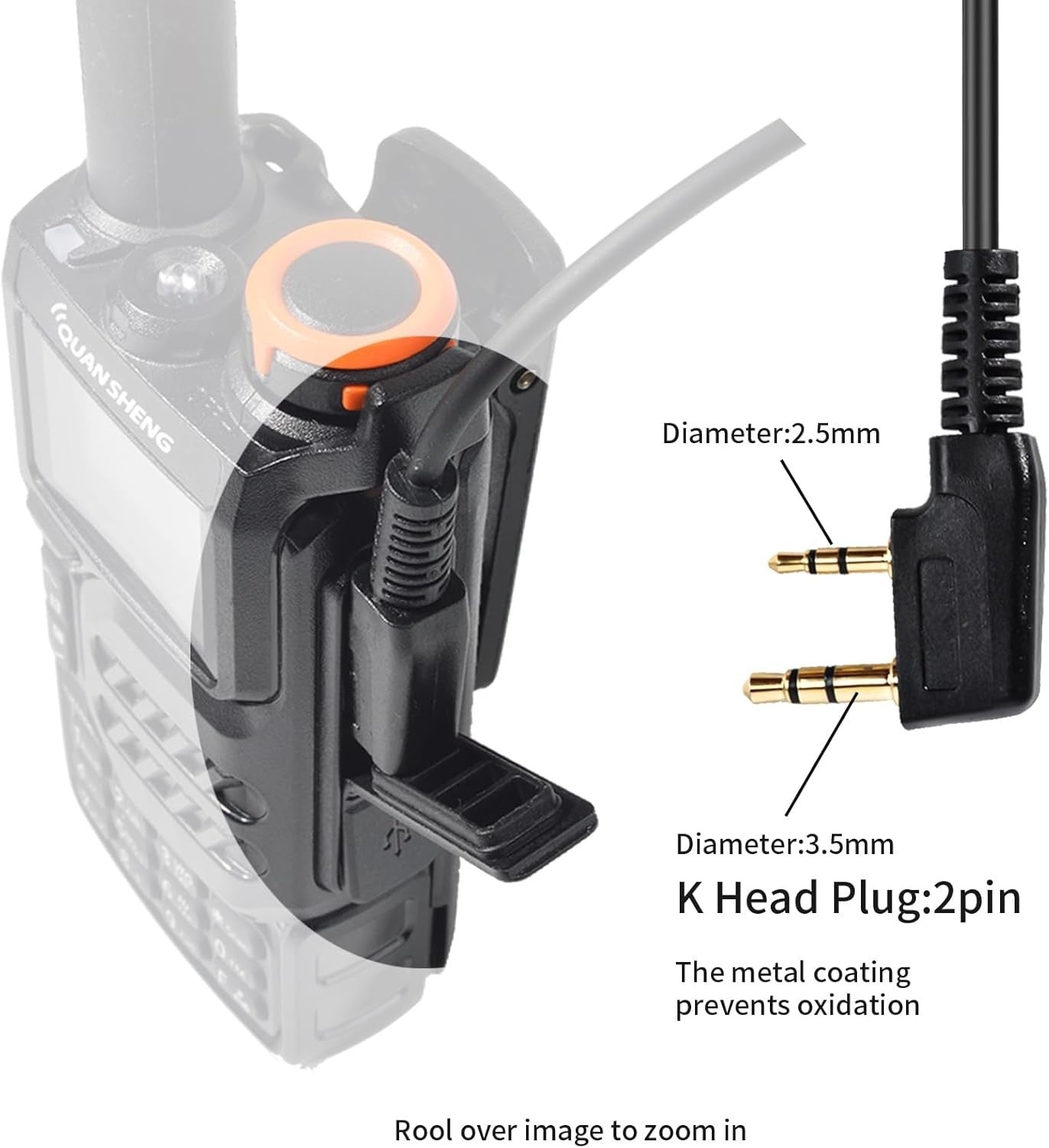 2-Pin Walkie Talkie Earpiece G-Hook PTT Microphone Security Headset