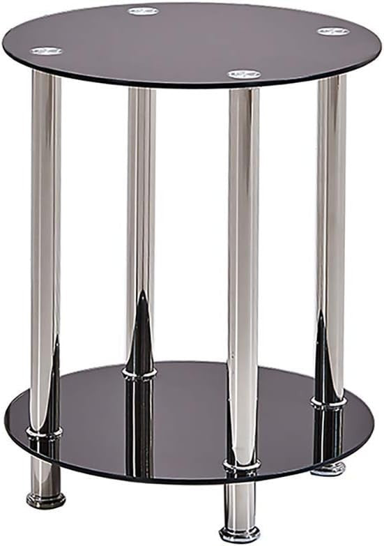 Set of 3 Glass Nesting Coffee Tables 2 Tiers Round/Rectangular Modern Chrome Leg
