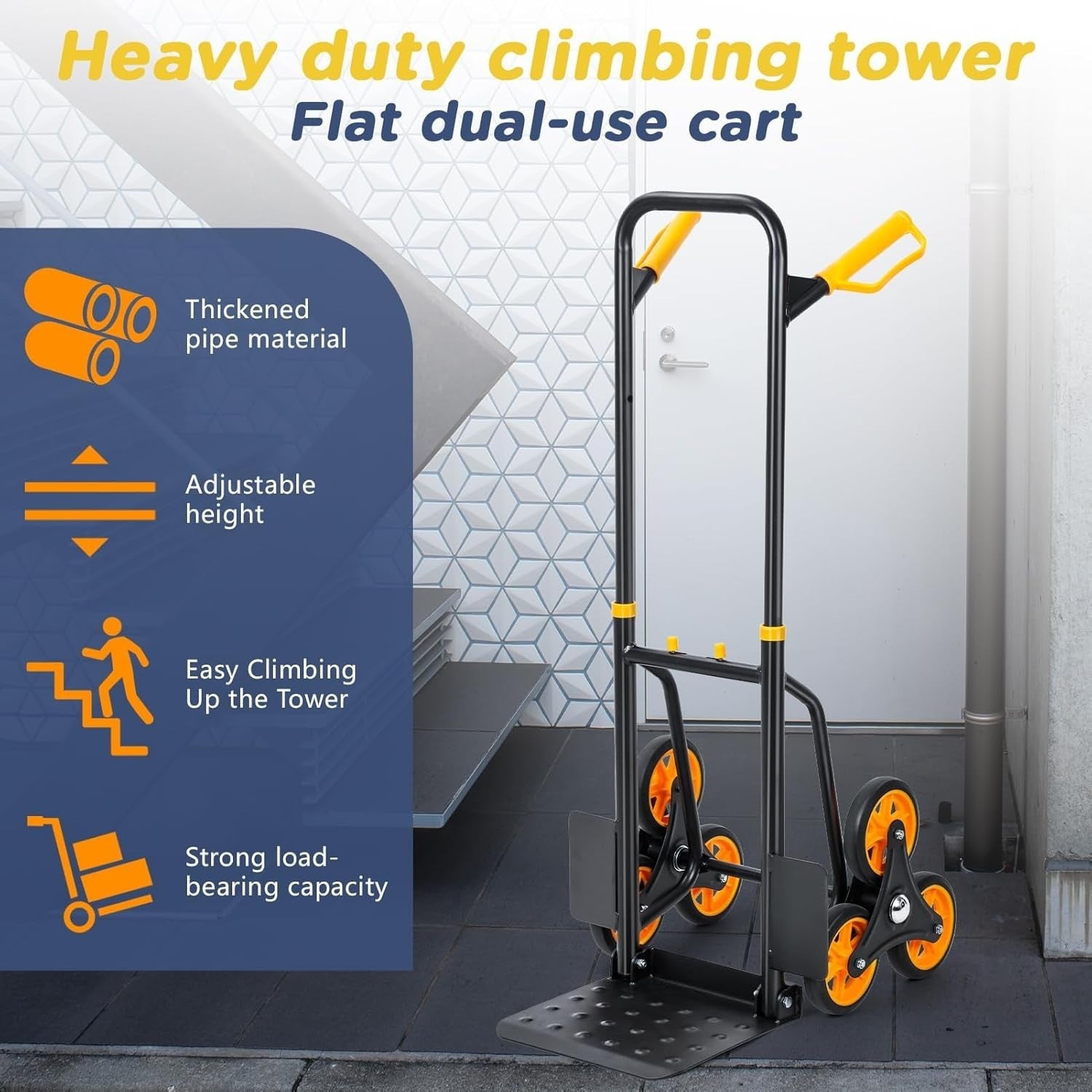Stair Climbing Sack Truck 200kg Heavy Duty Foldable 6 Wheel Hand Trolley