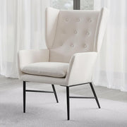 Velvet Accent Armchair Upholstered Tub Chair Metal Legs Beige