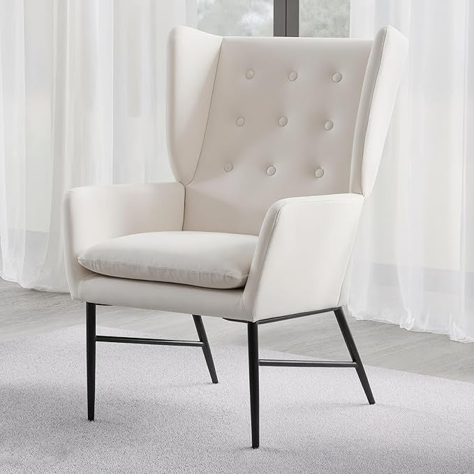 Velvet Accent Armchair Upholstered Tub Chair Metal Legs Beige