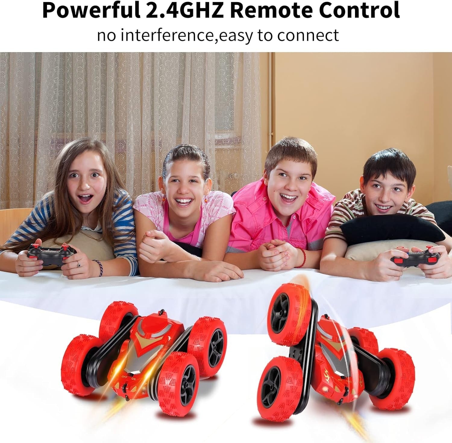 4WD RC Stunt Car, 360° Flips Rotating Remote Control Car 2.4GHz Toy Gift for Kid