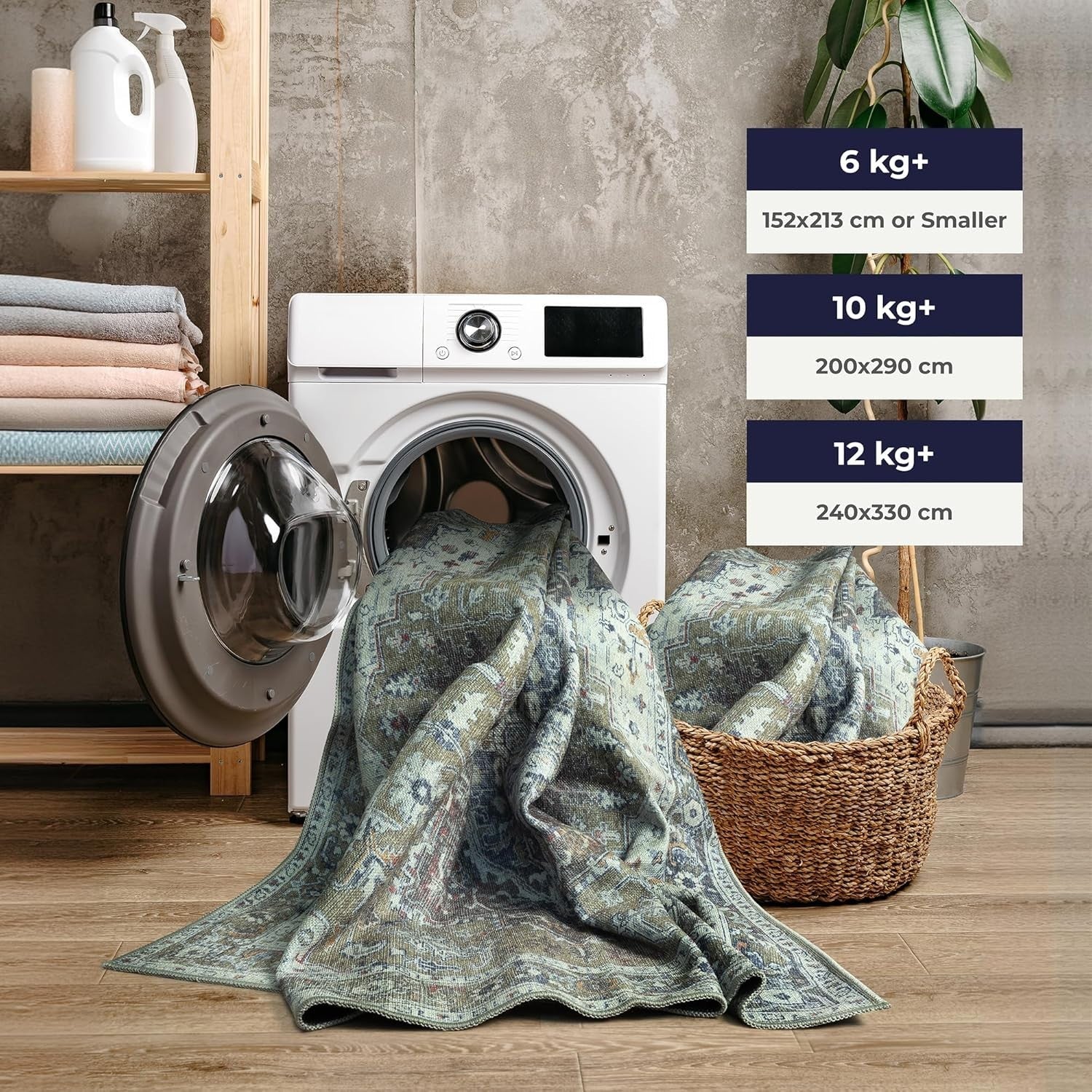Washable Runner Rug 80x150cm Sage Green Non-Slip Soft Hallway Kitchen Bedroom