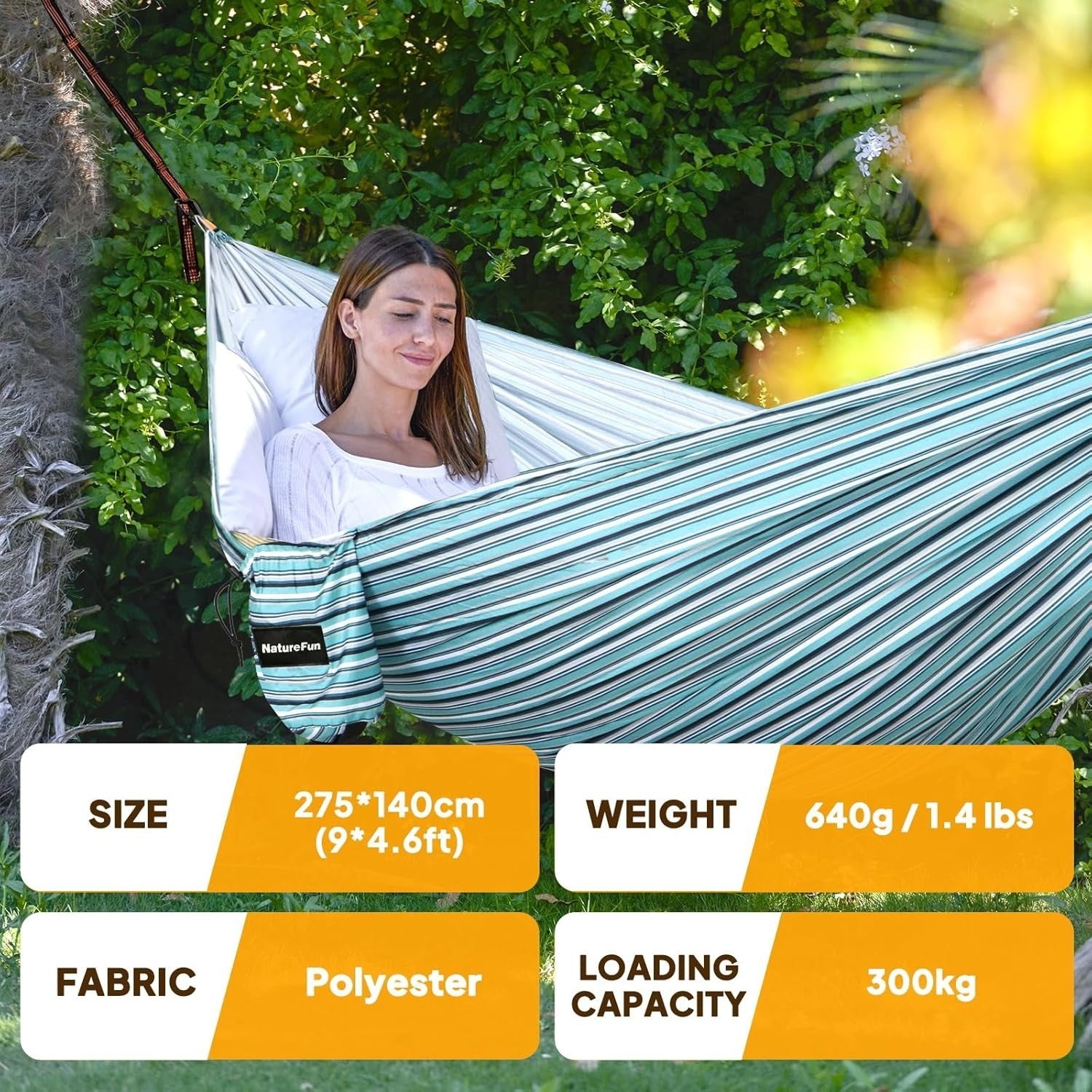 Ultra-Light Travel Camping Hammock - 300kg Load, Quick-Dry, Portable w/ Carabine
