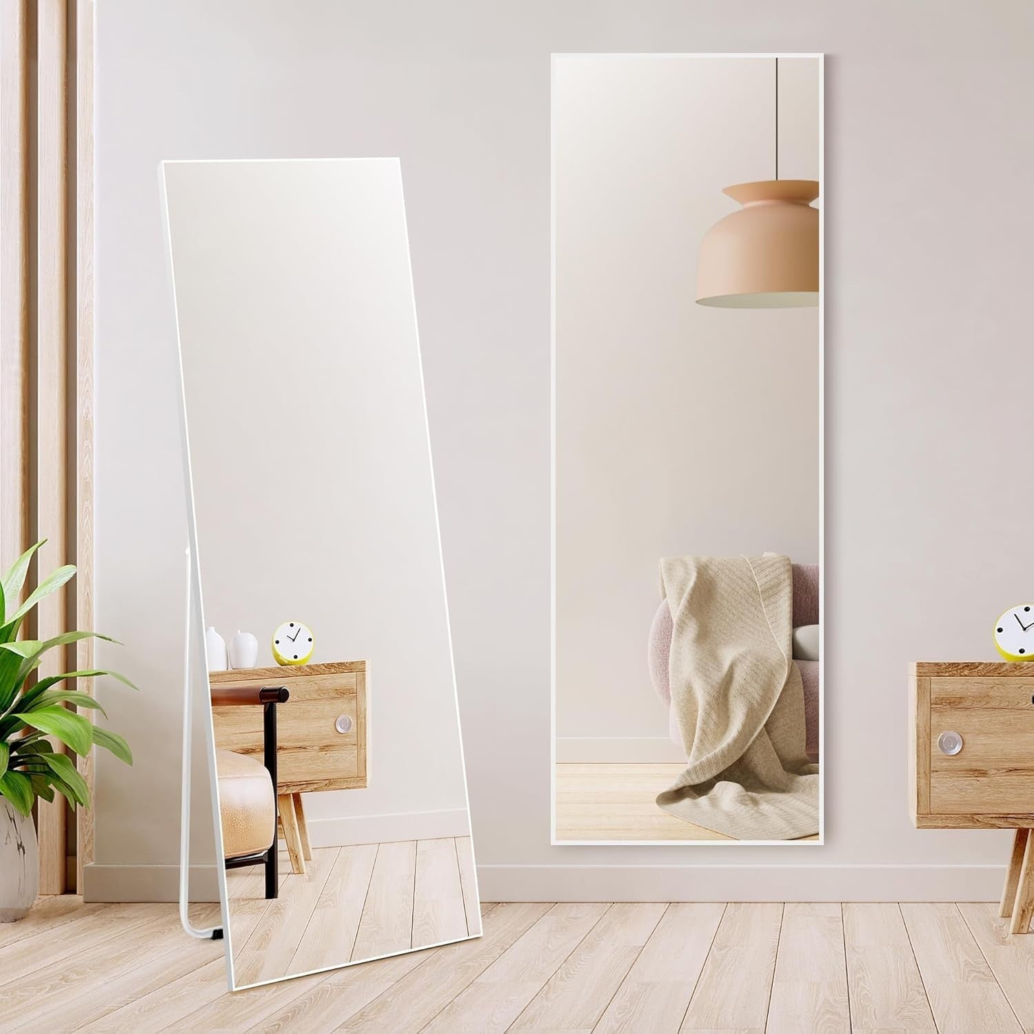 Full Length Mirror 150x51cm Wall Mounted Free Standing Modern White