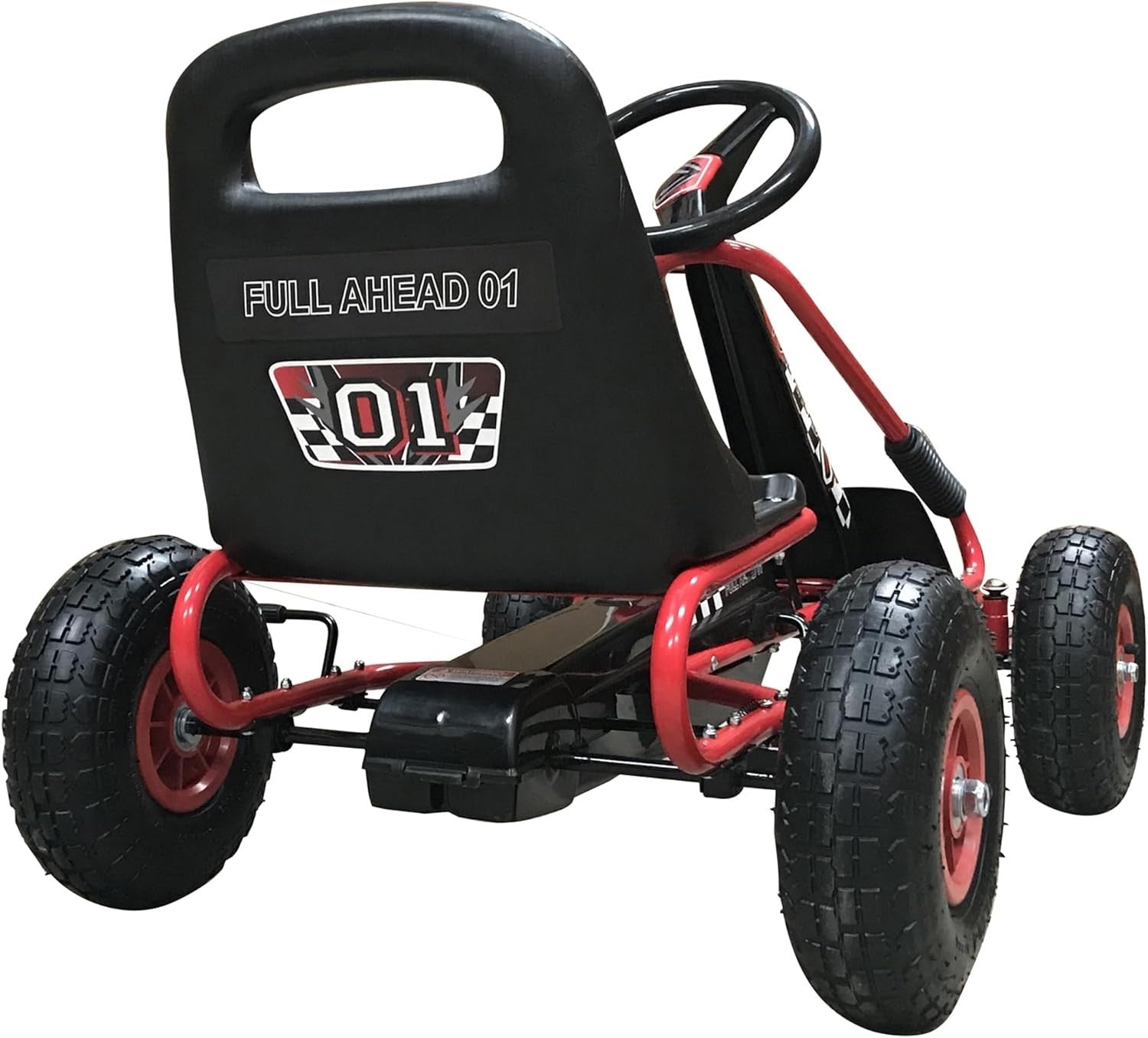 Kids Pedal Go Kart Ride On Car Red Adjustable Seat Rubber Tyres 4-8Y