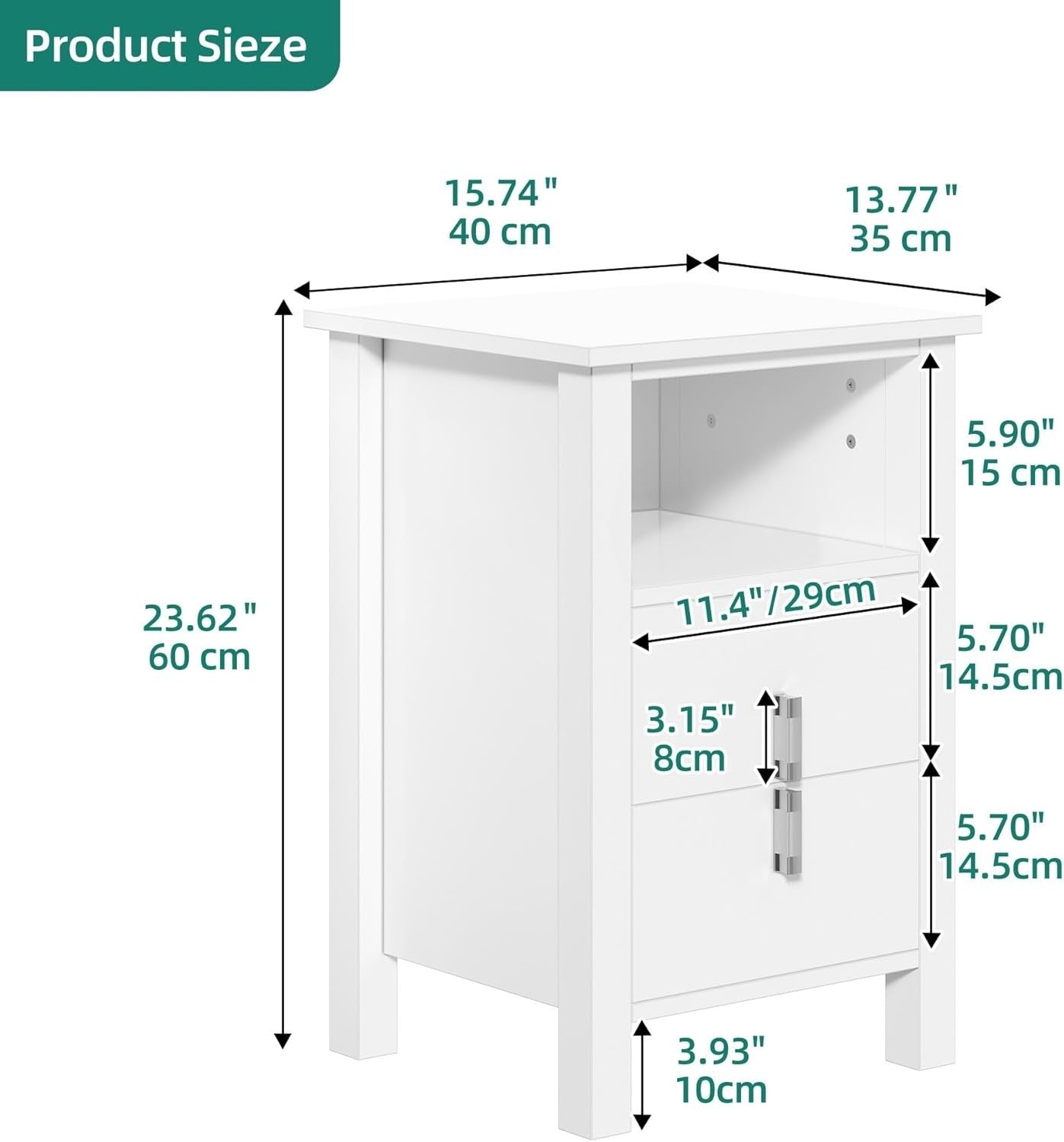 Set of 2 White LED Bedside Tables with 2 Drawers | Smart Nightstands