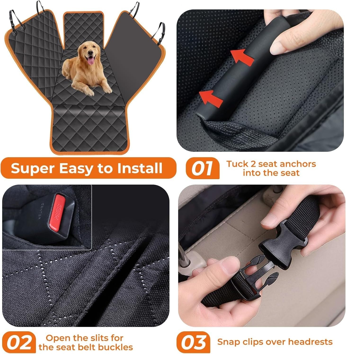 Waterproof Dog Car Seat Cover Hammock Back Seat Protector SUV Truck