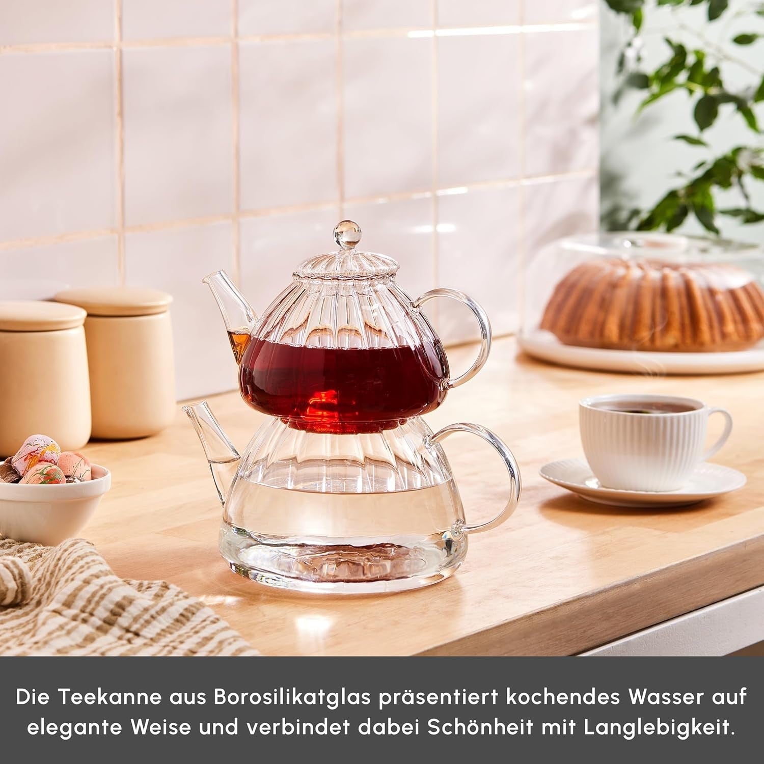 Glass Turkish Teapot Set 1.8L Tea Maker Infuser Loose Leaf Tea Pot