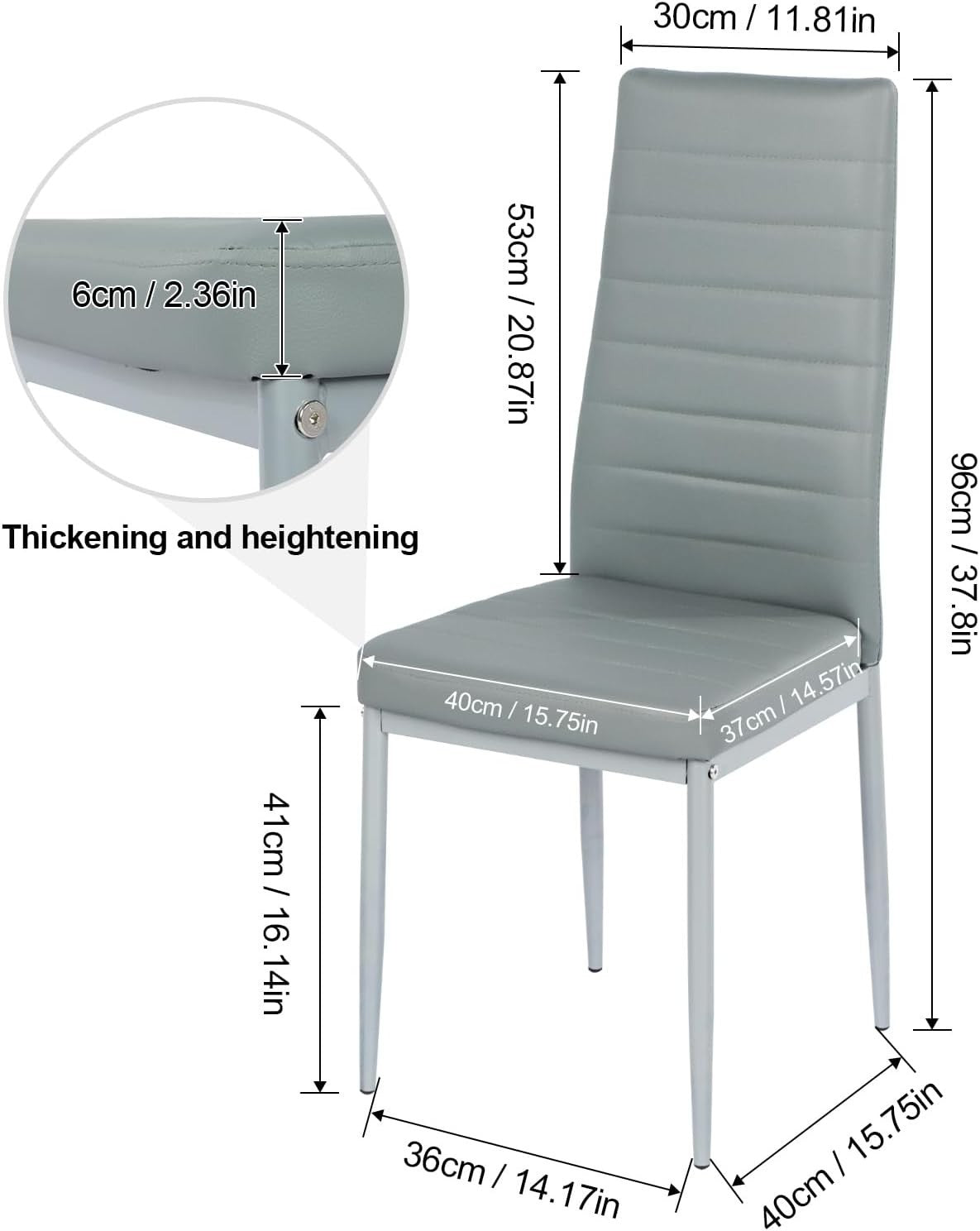 Space-Saving Drop Leaf Dining Table & 4 Grey PU Leather Chairs for Small Rooms