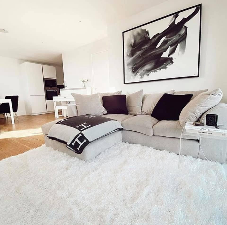 Cream L-Shaped 3+2 Seater Corner Sofa - Plush Fabric Modular Couch (Left Hand)