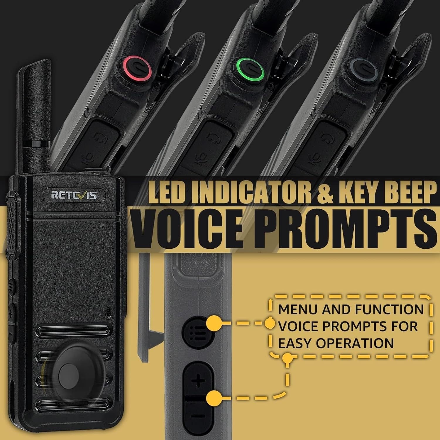 Ultra Thin Walkie Talkies 2 Way Radio VOX USB-C Rechargeable Pair