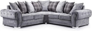 Dark Grey Suede Corner Sofa 5 Seater L-Shape Couch w/ Cushions 220x220cm