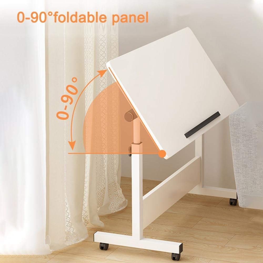 Height Adjustable Desk on Wheels Standing Laptop Desk Small Office 80x40cm