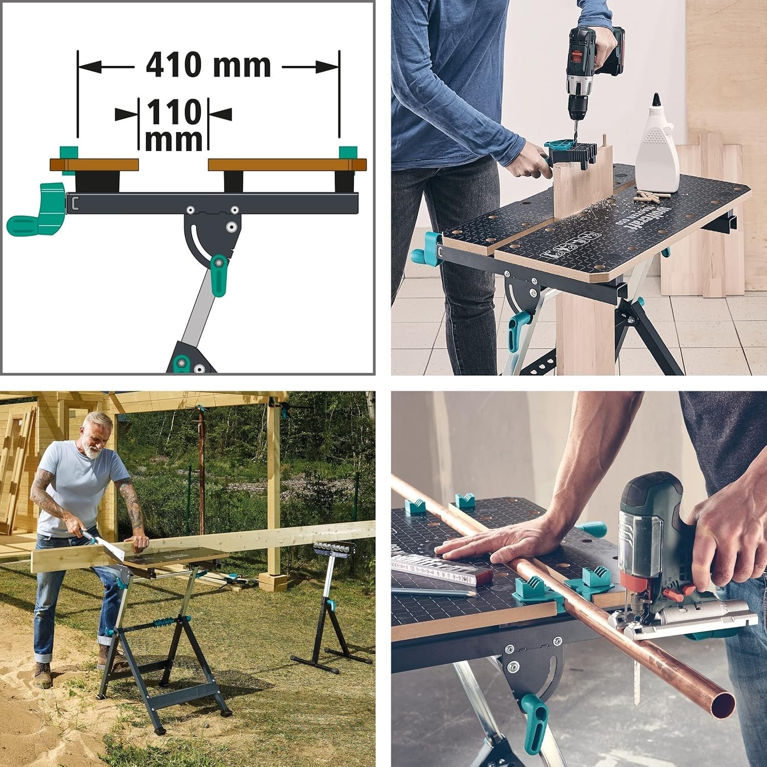 Height Adjustable Clamping Work Table 120kg Load Swivel Bench Ergonomic DIY