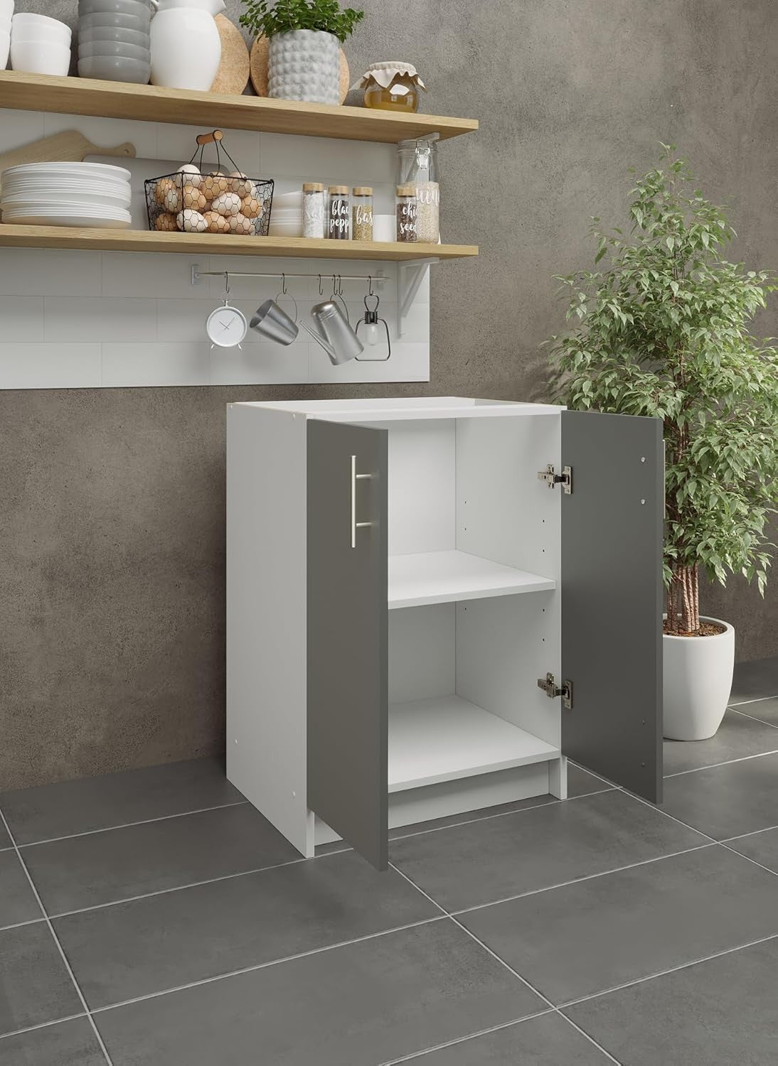 600mm Grey Matt Kitchen Base Cabinet Cupboard Storage Unit Modern