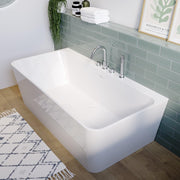 Freestanding Double Ended Square Back-to-Wall Bath White Modern Slimline