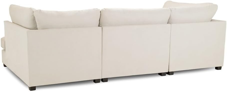Cream U Shape Corner Sofa 6 Seater – 4pc Modular Cinema Couch with Footstool