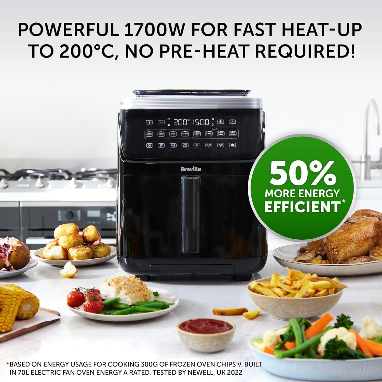 7L Steam Air Fryer Digital 1700W SteamFry Tech Energy Efficient Fry Bake Grill