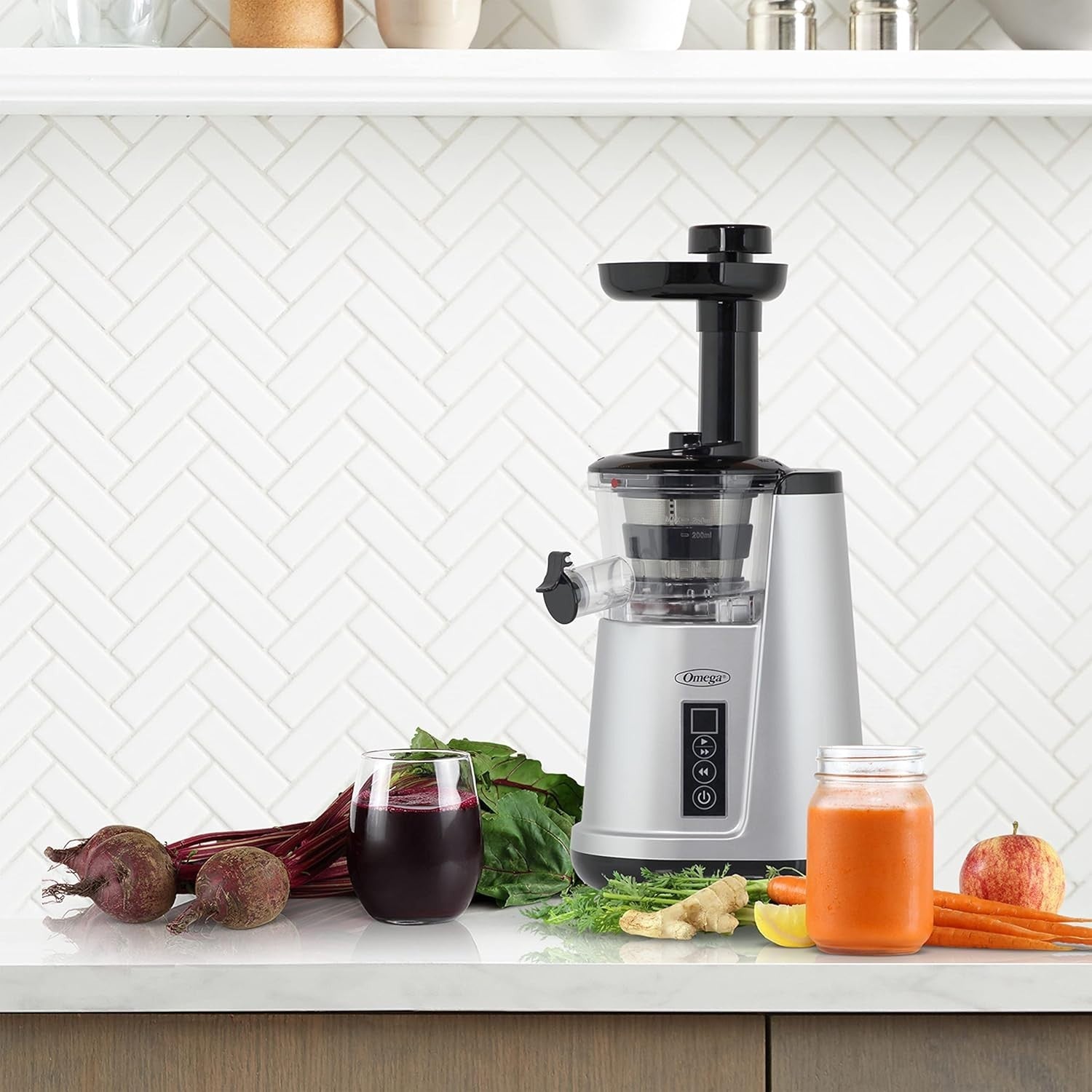 Cold Press Slow Masticating Juicer Vertical 65 RPM Compact Silver