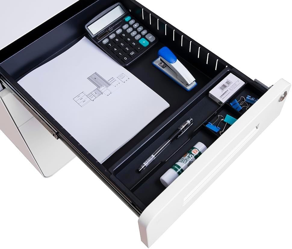 White 3 Drawer Lockable Mobile File Cabinet 51x40x63.5cm