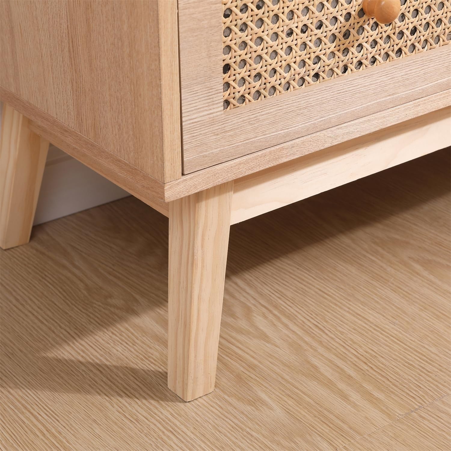 Natural Rattan 3 Drawer Chest Wood Dresser Sideboard Storage Cabinet 80cm