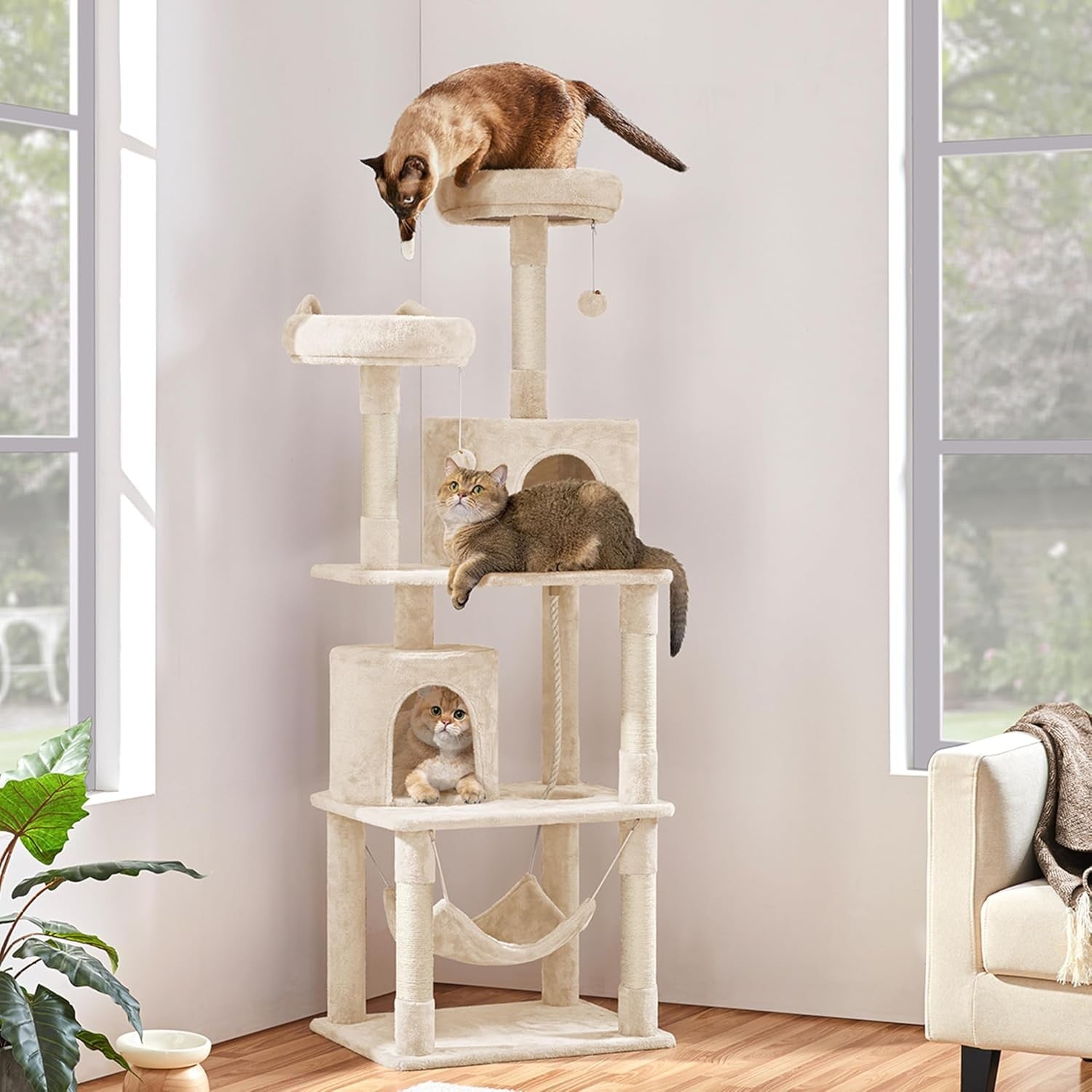 179cm Cat Tree Tower Multi Level Scratching Post Indoor Climber Condo