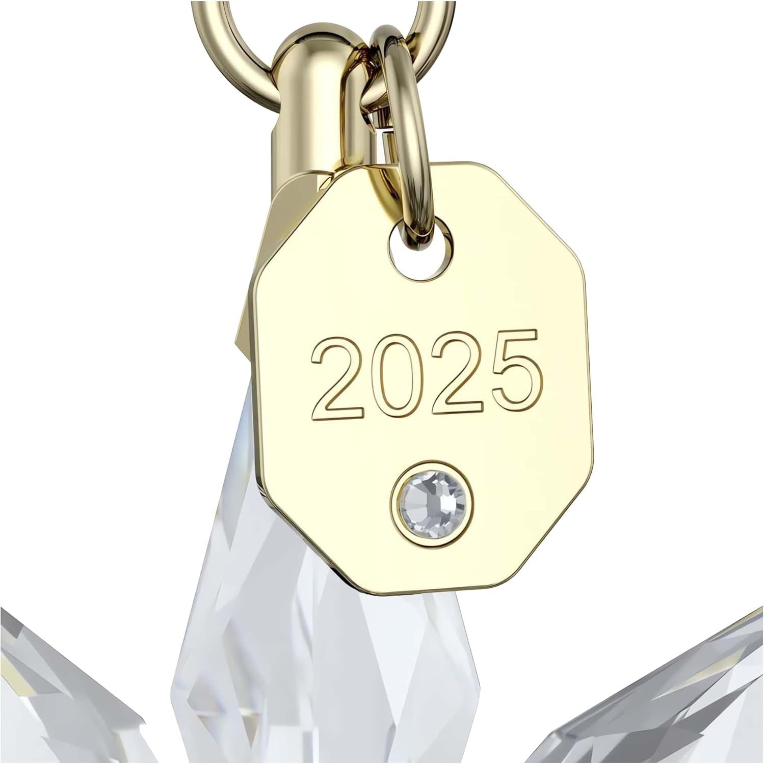 Crystal Star Ornament 2025 3D Faceted Champagne Gold Holiday Hanging Decor