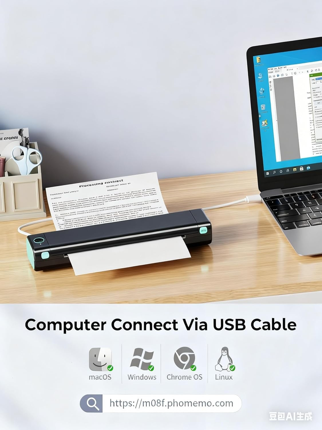 Portable Bluetooth Thermal Printer A4 Inkless Mobile Printer