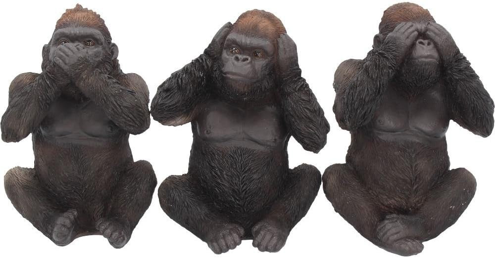 Three Wise Gorillas Figurines Set Resin 13.5cm Animal Ornament Home Decor Gift