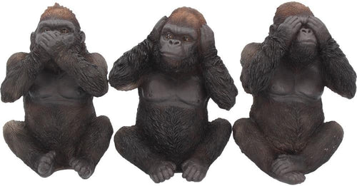 Three Wise Gorillas Figurines Set Resin 13.5cm Animal Ornament Home Decor Gift