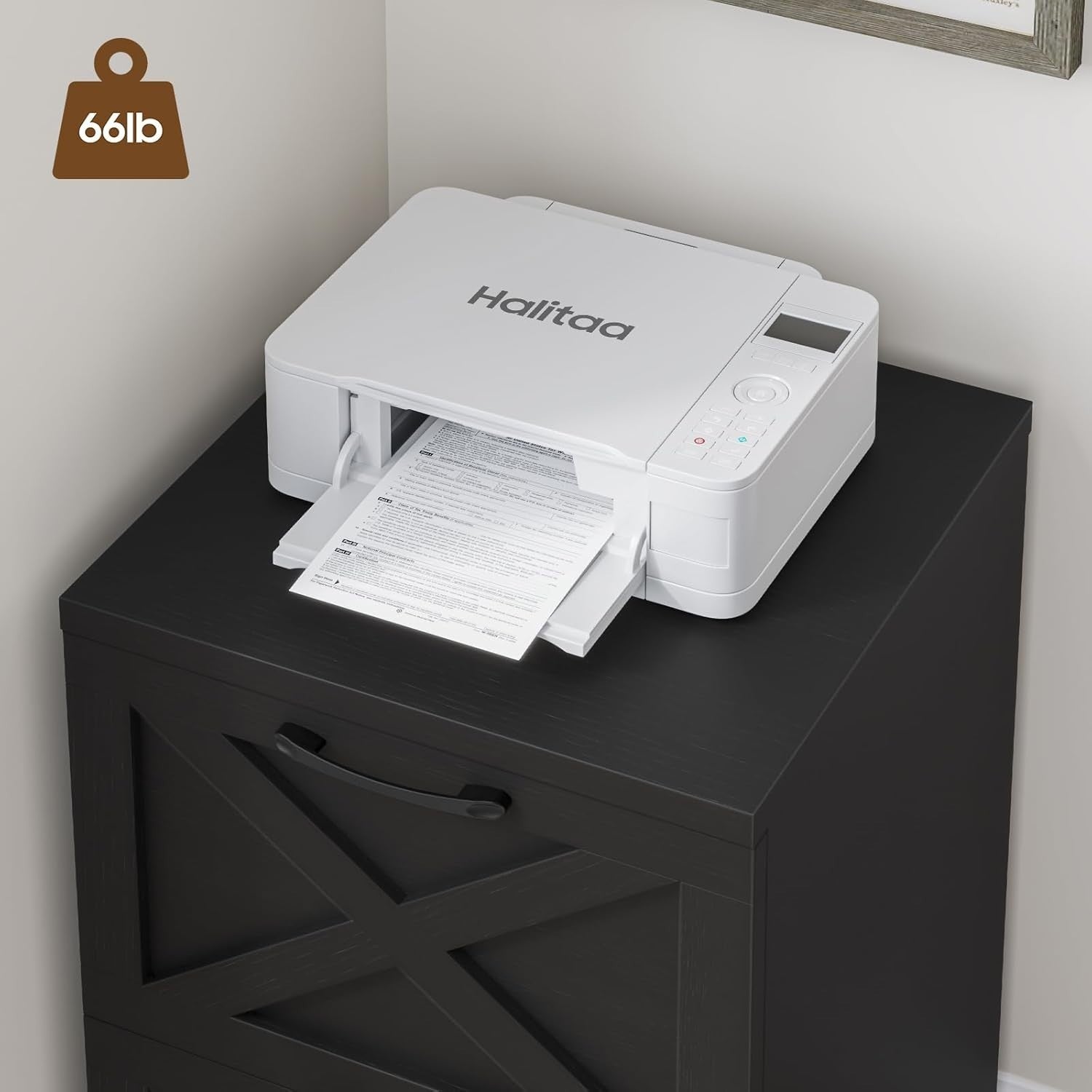 Black Farmhouse Rolling File Cabinet 2 Drawer A4 Letter Under Desk