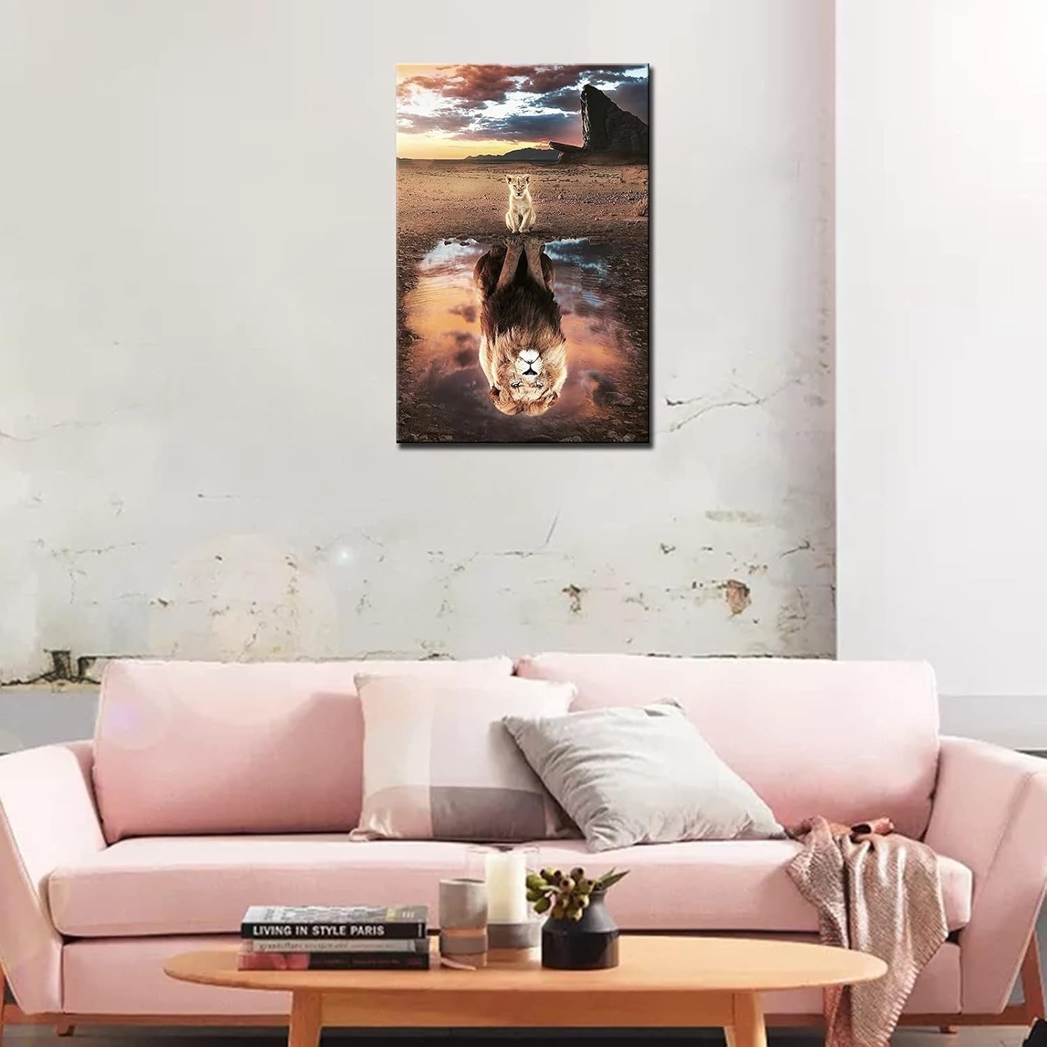 Lion Motivational Canvas Wall Art Black Gold Quote 16x24in