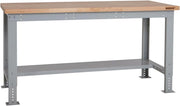 Adjustable Heavy Duty Workbench 600kg Wood Top with Shelf 1715mm x 750mm