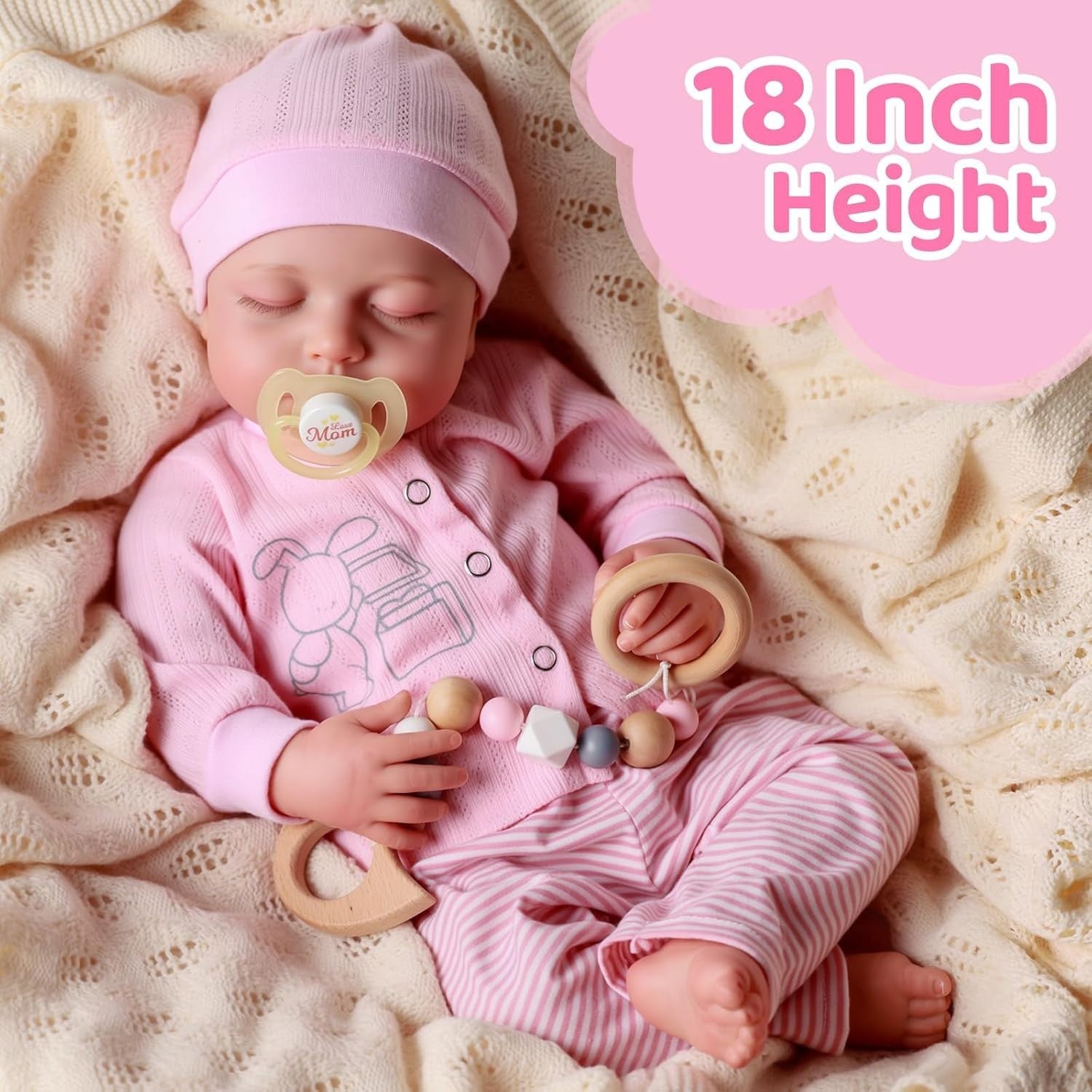 17” Reborn Baby Doll Sleeping Girl Soft Body Newborn Set
